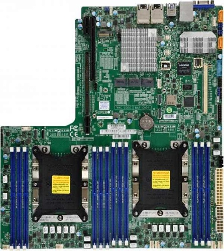 Плата материнская SuperMicro MB Dual Socket P LGA 3647 CPU TDP support 205W/Up to 1.5TB 3DS ECC RDIMM/1 PCI-E 3.0 x32 Left Riser Slot 1 PCI-E 3.0 x16 Right Riser Slot/M.2 Interface/14 SATA3 (6 Gbps)/Dual LAN with GbE