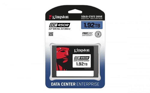 Твердотельный накопитель Kingston. Kingston SSD DC450R, 1920GB, 2.5&amp;quot; 7mm, SATA3, 3D TLC, R/W 560/530MB/s, IOPs 99 000/28 000, TBW 1301, DWPD 0.3 (5 лет)